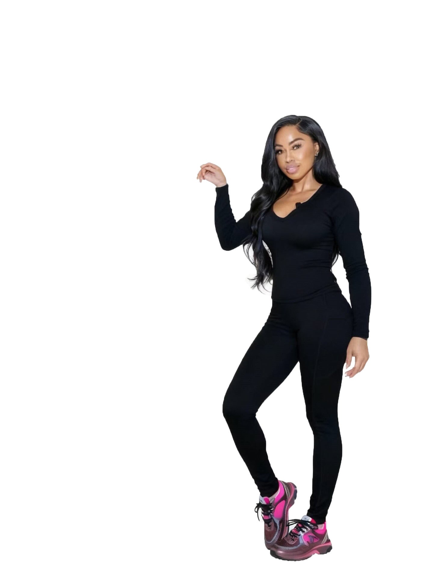 Current Stock European Womens Clothing For Autumn Winter Tight Fitting Elastic Yoga Sets Home And Leisure Sports Suits CM9545