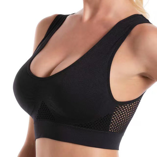 Sport Bra With Mesh And Open Design For Breathability Fitness Bra For Crossborder Large Size Suitable For Yoga Running