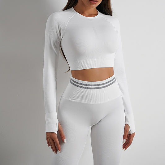 European Sports Shorts Short sleeved Longsleeved, long pants, sports bra set, fitness top, tank top, knitted yoga clothes, women's