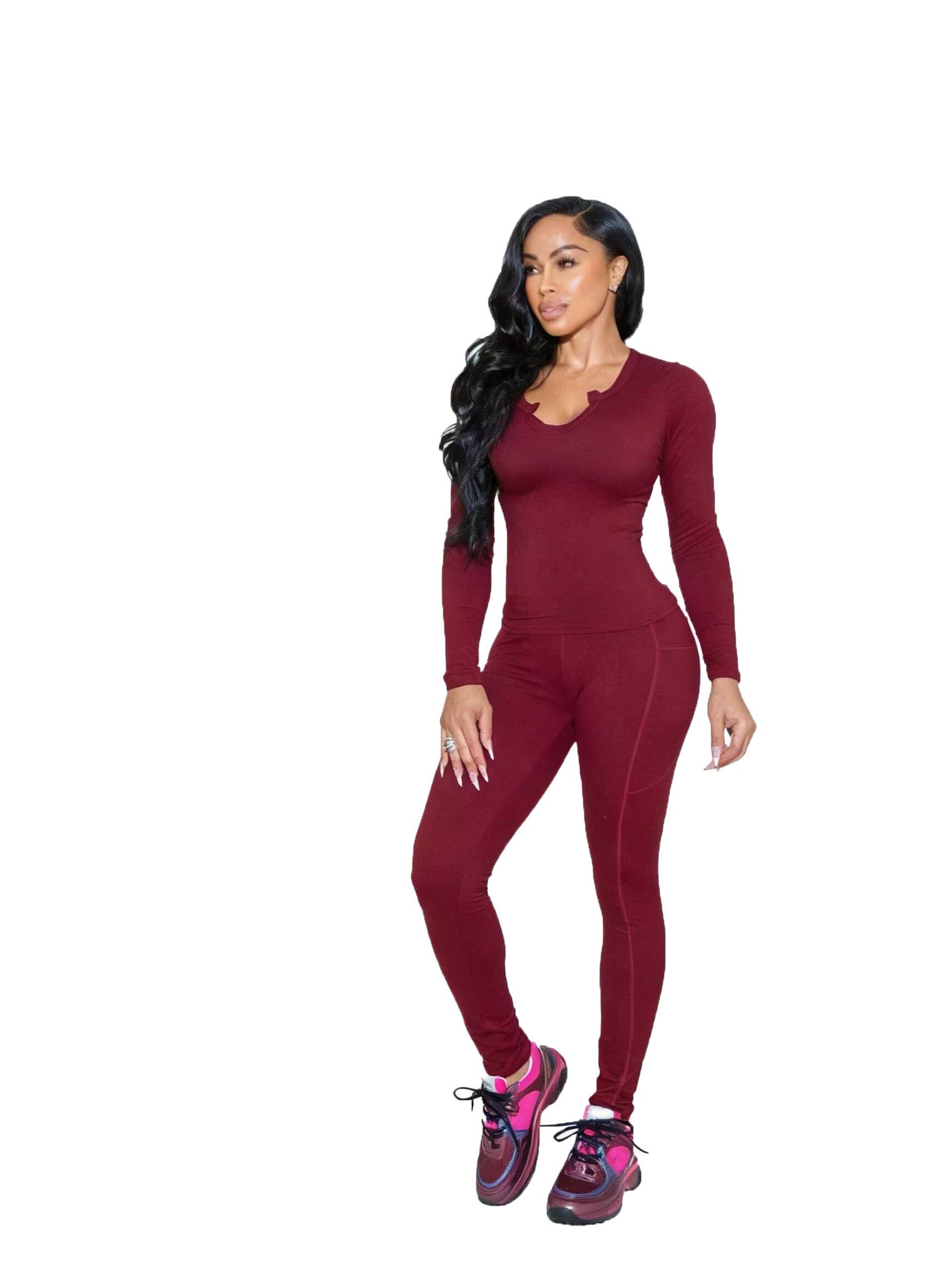 Current Stock European Womens Clothing For Autumn Winter Tight Fitting Elastic Yoga Sets Home And Leisure Sports Suits CM9545