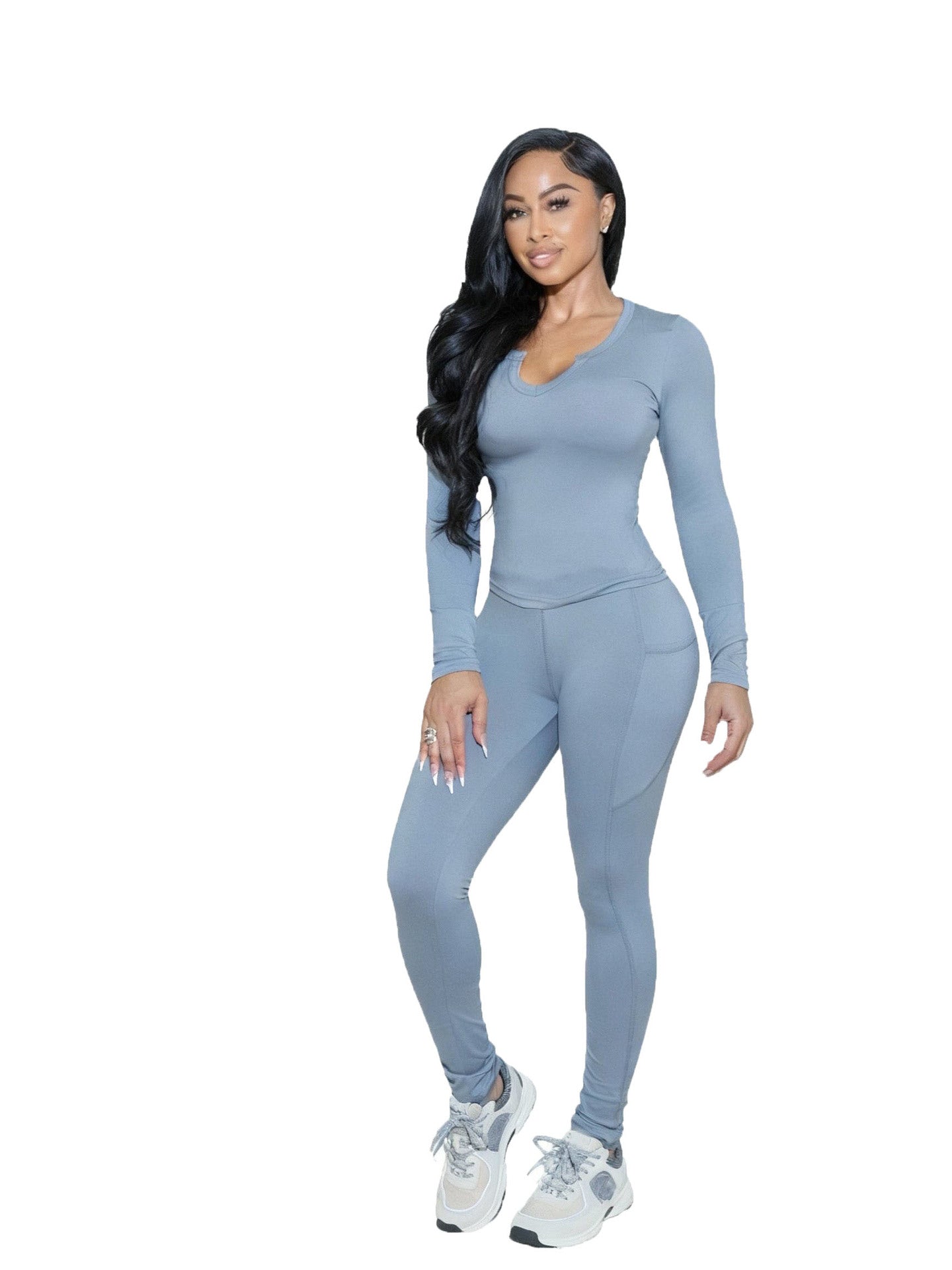 Current Stock European Womens Clothing For Autumn Winter Tight Fitting Elastic Yoga Sets Home And Leisure Sports Suits CM9545