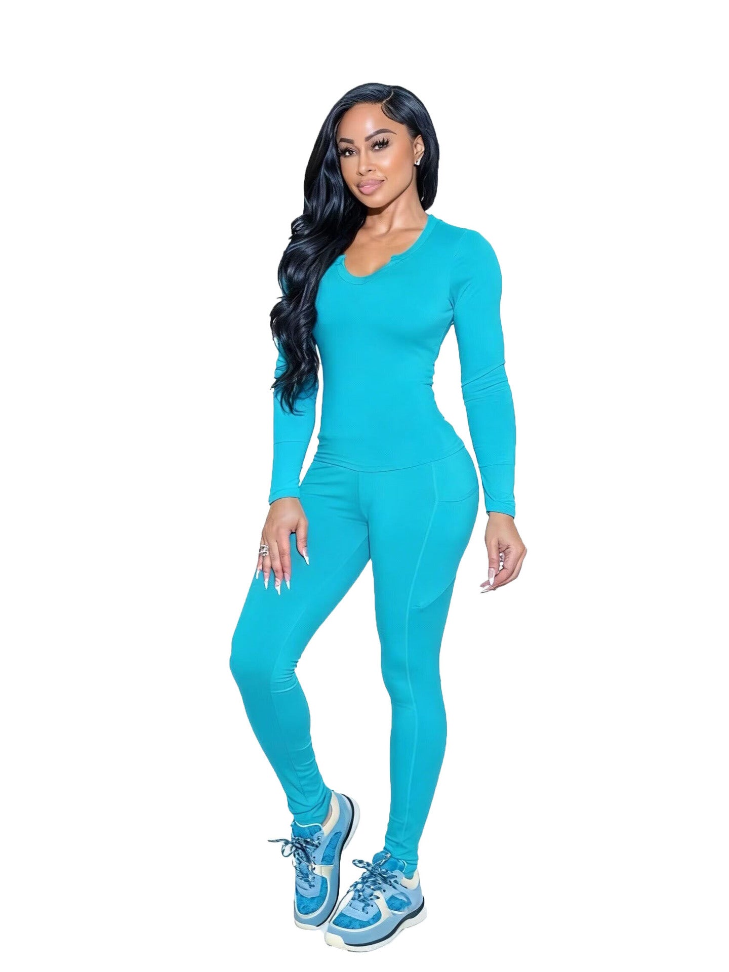 Current Stock European Womens Clothing For Autumn Winter Tight Fitting Elastic Yoga Sets Home And Leisure Sports Suits CM9545