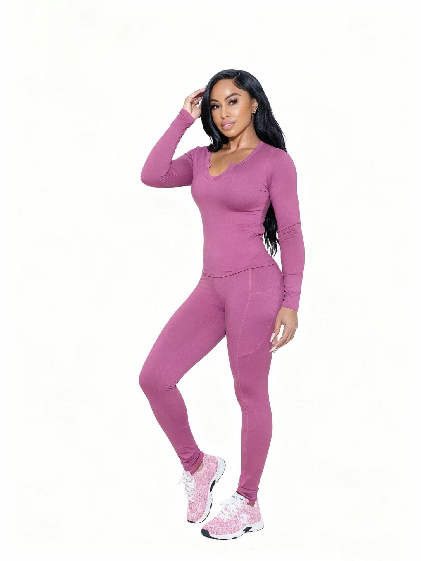 Current Stock European Womens Clothing For Autumn Winter Tight Fitting Elastic Yoga Sets Home And Leisure Sports Suits CM9545