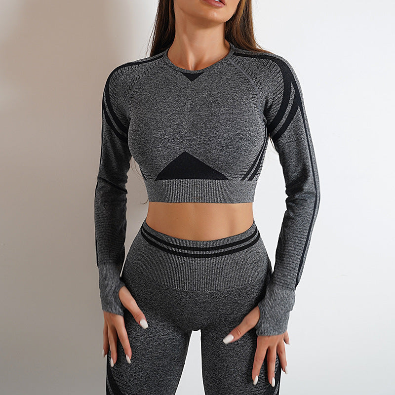 European Sports Shorts Short sleeved Longsleeved, long pants, sports bra set, fitness top, tank top, knitted yoga clothes, women's